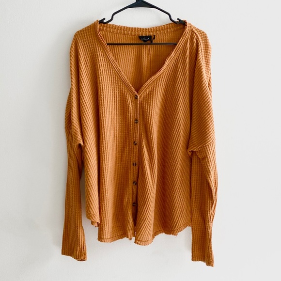 Urban Outfitters Tops - • URBAN OUTFITTERS mustard waffle knit top •